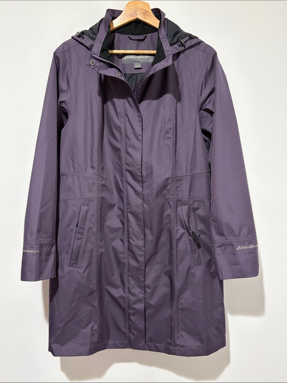 Eddie Bauer Women's Purple Trench Coat "Girl on the Go" Hooded Waterproof Size L - Picture 15 of 16
